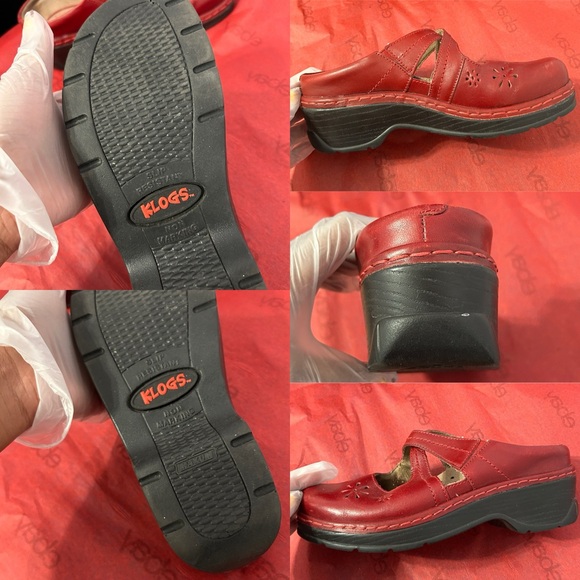Klogs Red Leather Upper Floral Cutout Slip On Mary Janes Size 8M - “Sander” - Picture 8 of 16